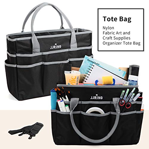 JJRING Large 600D Nylon Artist Organizer Tote Bag With 16 Pockets, Silver - color: Silver, size: Large