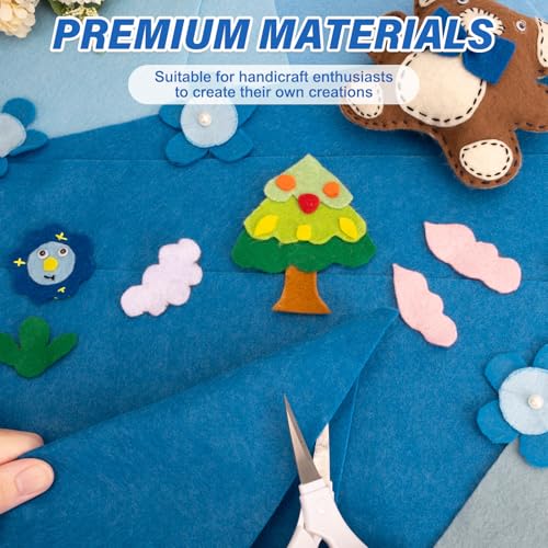 XSEINO 13 Rolls Blue Felt Fabric,8"x35"(20.5x90cm) 1.4mm Thick Soft Felt Fabric Sheet for Crafts,Blue Series Colors Soft Nonwoven Fabric,Fit for Decoration, Sewing, DIY Crafts - color: Blue