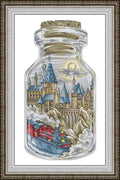 CrossNest 14CT Counted Cross Stitch Kit for Beginners, Unprinted Complete DIY Embroidery Set with Pattern & Tools, Premium Aida Cloth & Threads (The Magic School in the Bottle) - color: Pattern 08