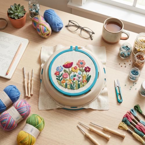 GLOGLOW Embroidery Stand Hoop, 360° Rotation, Double Sided Design - style: 1