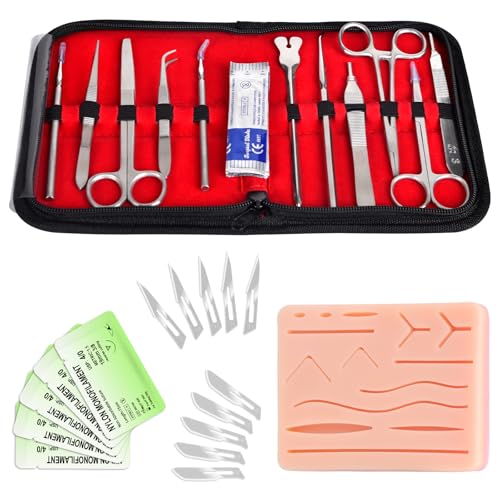 Suture Practice Kit for Medical Students, Large Silicone Pad 14 Pre-Cut Wounds, Supplies for Vet/Nursing Students Practice Wound Closure Stitches Practice Kit De Sutura. 28 PCS - style: Anatomical Assembly
