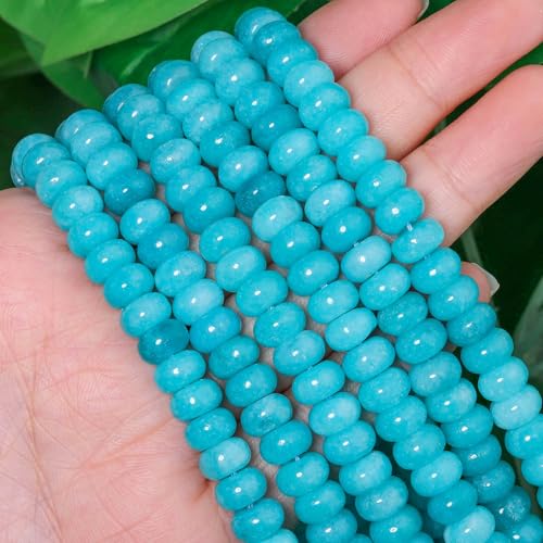 5x8mm 100Pcs Natural Amazonite Rondelle Beads for Jewelry Making Loose Spacer Abacus Disk Beads Gemstone for Bracelets Necklace DIY Crafts - color: Amazonite