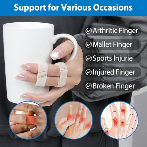 Finger Buddy Straps, 12PCS Finger Buddy Tape Straps Loops, Beige - color: Beige