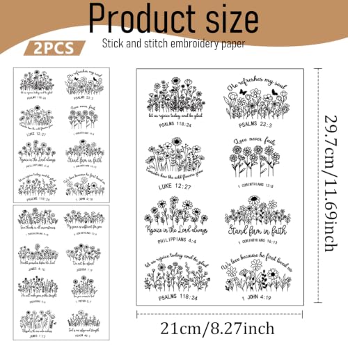 Water Soluble Embroidery Patterns, Bible Verse Stick and Stitch Paper - size: Bible Verse