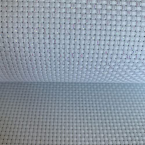 11CT Iridescent Sparkling Aida Cloth Light Reflecting Embroidery Cross Stitch Fabric, W29 x L39 - size: W29" x L39"