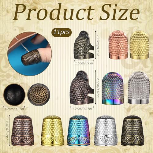 HJZHII 11 Pcs Thimbles for Hand Sewing, Metal Quilting Thimble