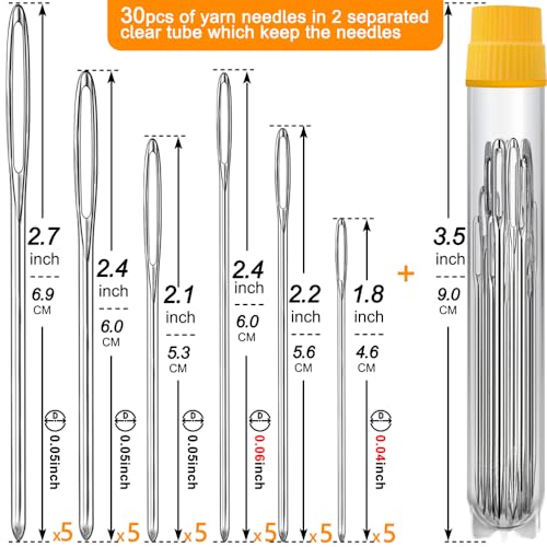 12Sizes Large Eye Hand Sewing Needles, Sharp Needles and Blunt Needles, Knitting Needles (60 Pack) - color: 60 Pack