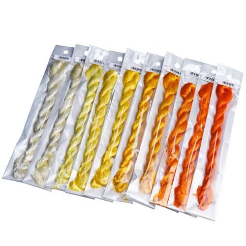 Natural Mulberry Silk Embroidery Thread – Yellow, 110m Each, Handmade Silk Floss for Hand Embroidery, Satin & Fringe Embroidery Thread（08） - color: 08