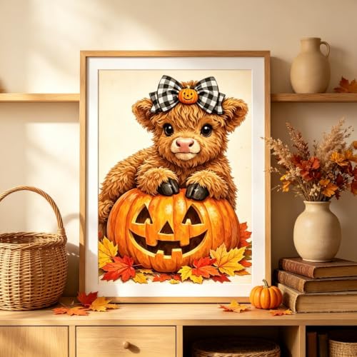 Highland Cow Diamond Painting Kits for Adults, Fall AutumnDiamond Art - color: KM1297-1