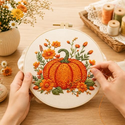 ARTopet 2Pcs Embroidery Kit for Adults Beginners Flower DIY Craft Starter Set Cotton Needlepoint Set with 7.87In Hoop Threads Tools Perfect Gifts for Hobbyists to Create Wall Art-03 - color: 2Pcs-03