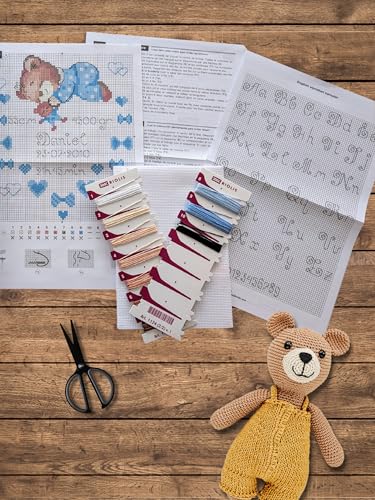 RIOLIS 1124 Boys Birth Announcement Counted Cross Stitch Kit 7 x 9.5 in - style: Boys Birth Announcement 1124