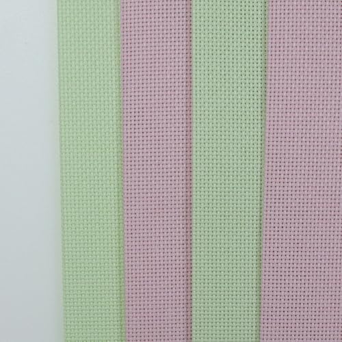 KCS 4/6 pc of 12" x 18"(30cmx45cm) 18CT Counted Cotton Aida Cloth Cross Stitch Fabric (4 pc, Pink+Light Green) - color: Pink+light Green, size: 4 pc