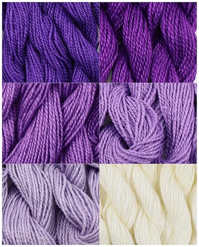 KCS 162 Yards(150 Meters) Mercerized Pearl Cotton Crochet Needlepoint Thread,Size 5,6 skeins,Mixed Color 10 - color: 6color10, size: 6 skeins