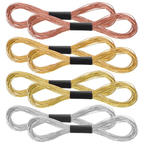 8 Skeins Metallic Embroidery Floss, 4 Colors Embroidery Thread