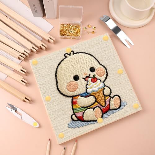 Fvbber 6 Sets Needlepoint Stretcher Bars for Needlework with 100 Golden Tacks Embroidery Gift Set, 3 Sizes 12pcs Wooden Canvas Stretcher Bars Frame Kit for Needlepoint Embroidery Crafts Art - size: 3Sizes