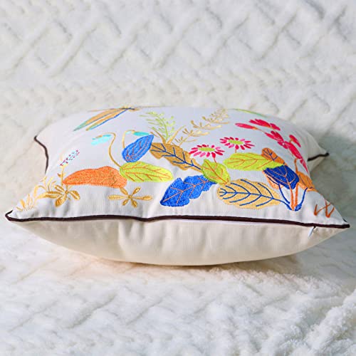 Set of 2 Embroidered Decorative Throw Pillow Covers Couch Square Pillowcases Cushion for Bedroom Sofa Farmhouse Decor 18x18 Inch (Dragonfly) - color: Dragonfly