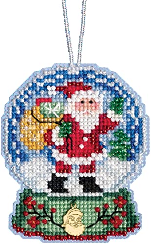 Santa Claus Snow Globe Beaded Counted Cross Stitch Charmed Ornament Kit Mill Hill 2019 Snow Globes MH161931