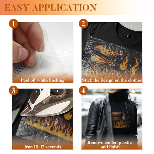 5 Pcs Flames Fire Rhinestone Iron on Hotfix Transfer Decal, Bling DIY Patch Clothing Repair Applique T-Shirt Vest Shoes Hat Jacket Decor Clothing DIY Accessories - style: Flames Fire