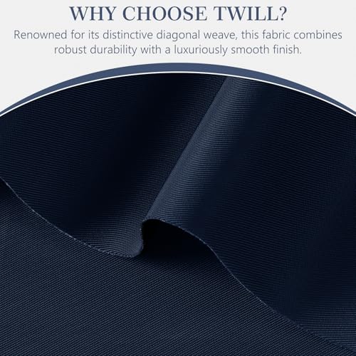 Thick Twill Fabric by The Yard, 58" W 0.75mm Polyester Twill Woven Lining Fabric Soft Excellent Luster Upholstery Fabric for Bags, Cushion, Chair, DIY Projects, 1 Yard Navy Blue - color: Navy Blue, size: Pre Cut - 1 Yard