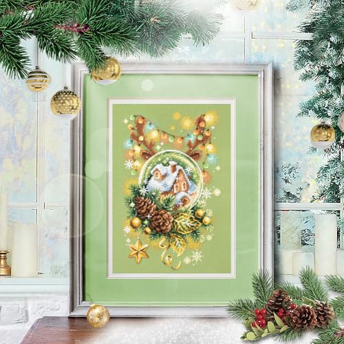 Wizardi Counted Cross-Stitch Kit Light Christmas 100-245 Magic Needle. Advanced Needle Punch Kits for Adults Painted, Beginner Needlepoint Kits for Adults - color: Light Christmas