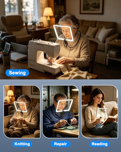 Neck Magnifying Glass with Light Hands Free,Full Book Page Magnifiers Glass