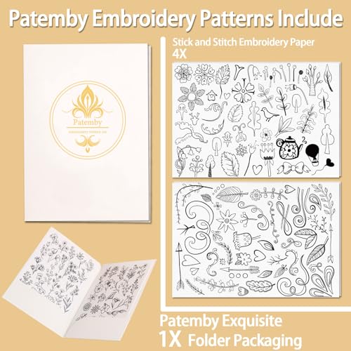 Patemby Embroidery Pattern Water Soluble Embroidery Stabilizers, Stick and Stitch Embroidery Paper Wash Away with Pre-Printed Pattern Designs Stencils Transfers for Hand Sewing Lover Beginner - color: Boho, Pack of 2