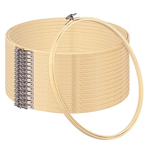 15 PCS Bamboo Embroidery Hoops Set, 12 Inch Adjustable Cross Stitch Rings in Bulk for Needlework, Sewing and Crafts, with Easy Loosen Tighten Mechanism, Ideal for Gifting and Decorating, by GNIEMCKIN. - size: 15 PCS 12 Inch