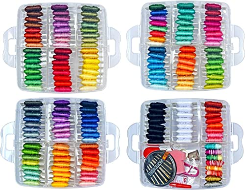 176 PCS Embroidery Floss Set, Complete Set of Tools kit, 4-Tier Organizer Storage Box - size: 4-Tier box