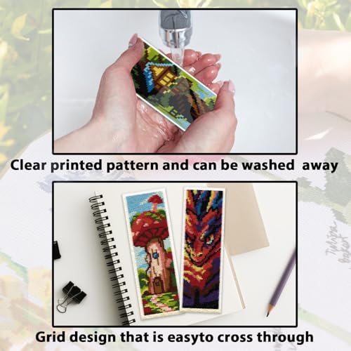 ACRNIGHEET 6 PCS Cross Stitch Bookmark Kit DIY Bookmarks Cross Stitch Kits Stamped Embroidery Bookmarks for Adults Beginners Fantasy Pattern Bookmarks with Instructions Hand Craft Gift, 7.87''x2.36'' - style: Classic