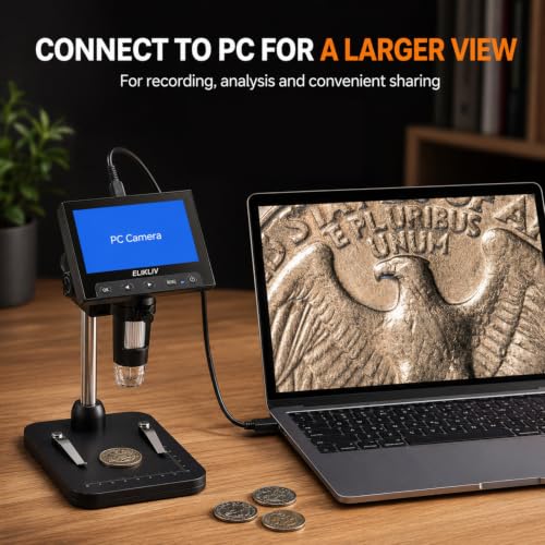Elikliv Coin Microscope, 4.3'' LCD Digital Microscope 1000x - color: Black