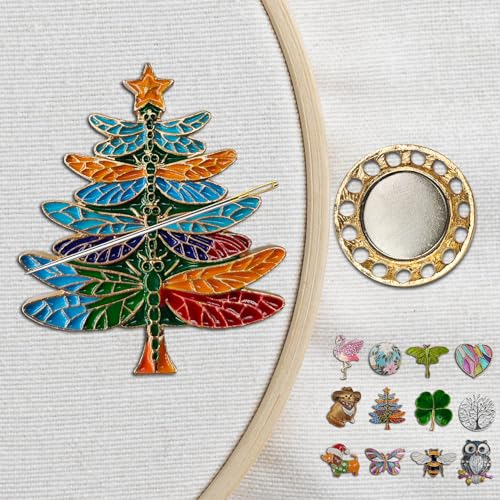 Magnetic Needle Minder Magnet Embroidery Accessories and Supplies Embroidery Needle Holder Cross Stitch Holder Needlework Supplies (Dragonfly Christmas Tree) - size: Dragonfly Christmas Tree