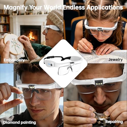Magnifying Glass with Light, Magnifying Glasses for Close Work - color: White