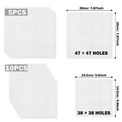 Allazone Plastic Mesh Canvas Sheets for Embroidery - 53 PCs, Square Mesh, Knit & Crochet Projects - color: 53 PCS - Square