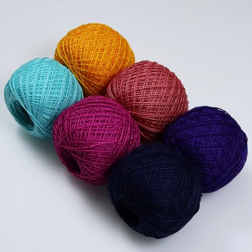 KCS Mercerized Pearl Cotton Thread Size 8 Crochet Needlework Embroidery Threads Ball (6, 19) - color: 19