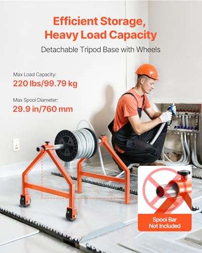 VEVOR Wire Spool Rack, 220 lbs Load Capacity, Portable Cable Caddy, Moveable Wire Rack with Wheels, Spool Holder, Up to 29.9 in Diameter, for Electrical Industrial and Retail Use, Working Efficiency - style: Wire Rack