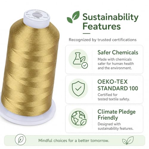 Simthread Embroidery Machine Thread 5000M 40WT Polyester, Brass 328 - color: Brass328