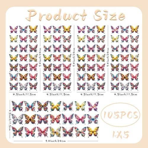 UV DTF Stickers 105 Pcs Butterfly UV DTF Cup Wrap for Glass - style: Watercolor Butterfly