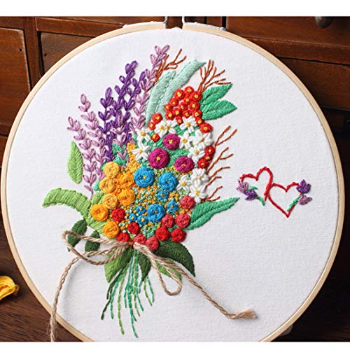 Konrisa Stamped Embroidery Kit with Pattern Floral DIY Sewing Cross Stitch Kits for Adult Flowers Plants Embroidery Starter Kit with Embroidery Floss,Hoops,Color Thread,Needle,Instruction,Set of 2 - color: Spikes