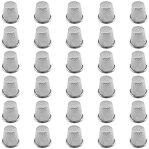 Coufce 30 Pcs Silver Metal Sewing Thimble - color: silver