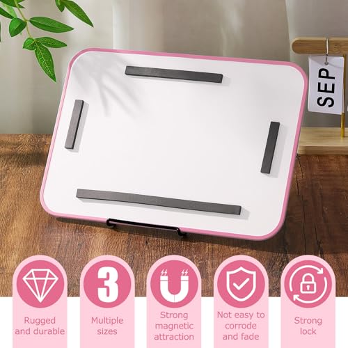 Flutesan 8 x 12 Inches Knitting Pattern Holder with 4 Replacement Magnets Knitting Chart Keeper Cross Stitch Magnetic Board Cross Stitch Accessories and Supplies for Crochet(Pink Border) - color: Pink Border, size: 8.27 x 11.81 Inches