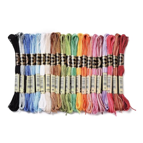 21 Skeins 6-Ply Embroidery Floss 0.5mm Cross Stitch Threads Segment Dyed Crafting Arts Embroidery Strings 21 Colors 8.75 Yards(8m)/Skein - color: 21 Skeins