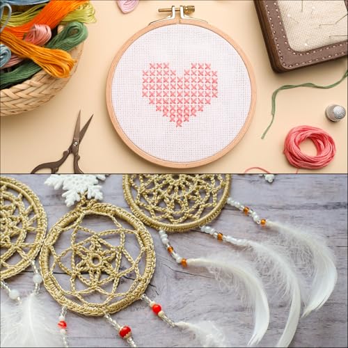 MECCANIXITY 6 Pieces 9 Inch Embroidery Hoops Adjustable Round Bamboo Circle Cross Stitch Hoop Ring for Art Craft Handy Sewing Needlework DIY Decoration - size: 9 Inch