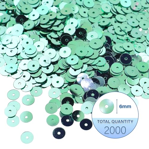 Mandala Crafts 6mm Flat Round Turquoise Sequins for Sewing Embroidery - color: Turquoise, size: 6mm Flat Sequins