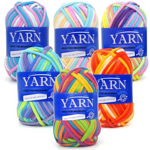 6 Pack Beginners Crochet Yarn Rainbow Multicolor Cotton Crochet Yarn for Crocheting Knitting Beginners-Variegated Series 03 - color: Variegated Series 03, size: 6 PACK