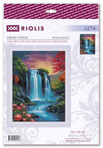 RIOLIS 2274 Magical Waterfall Counted Cross Stitch Kit 11.75 x 15.75 in - style: Magical Waterfall 2274