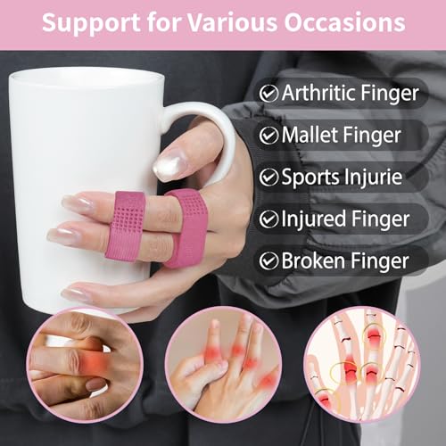 Finger Buddy Straps, 12PCS Finger Buddy Tape Straps Loops, Rose Red - color: Rose Red