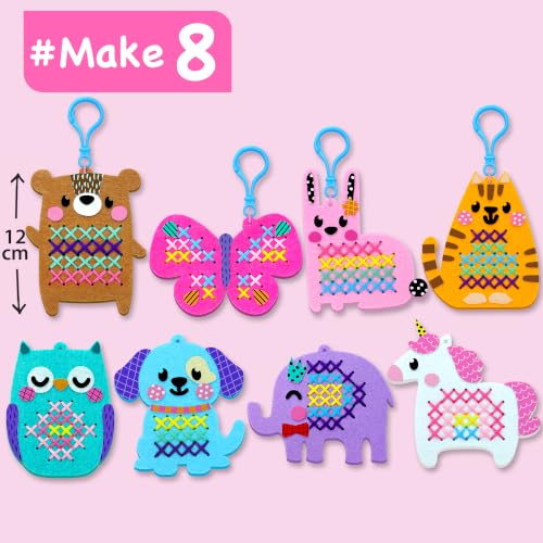 EZCRA My First Cross Stitch Kit for Kids Ages 4-8, 8 No Mess Felt Animals - color: 8-in-1 Animal