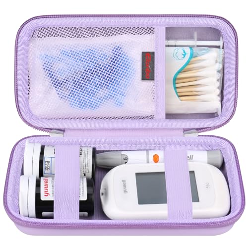 Elonbo Diabetic Supplies Travel Case for Glucose Meter Diabetes Testing Kit - color: Purple+ Inside Purple