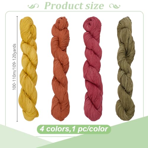 FREEBLOSS 4Pcs Sashiko Thread 110 Yards*4 Colors Natural Dyeing Cotton Embroidery Thread Japanese Quilting & Embroidery Sashiko Kit Supplies - color: Dark Yellow