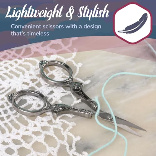 JubileeYarn Flourish Embroidery Scissors - Gunmetal - 1 Scissor - color: Flourish - Gunmetal, size: 1 Scissor